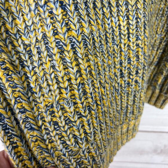 Magaschoni Women's Blue & Yellow Chunky Wool Blend Sweater Size Medium - Picture 5 of 7